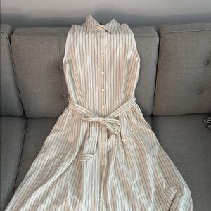 Steve Madden Cream Tan Pleated Midi Dress